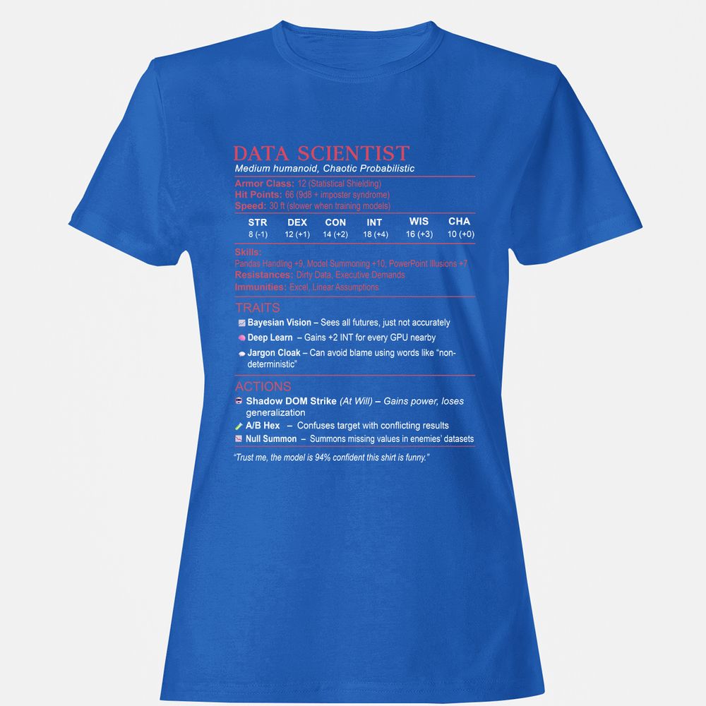Data Scientist Stats Women's T-Shirt - Royal - 14