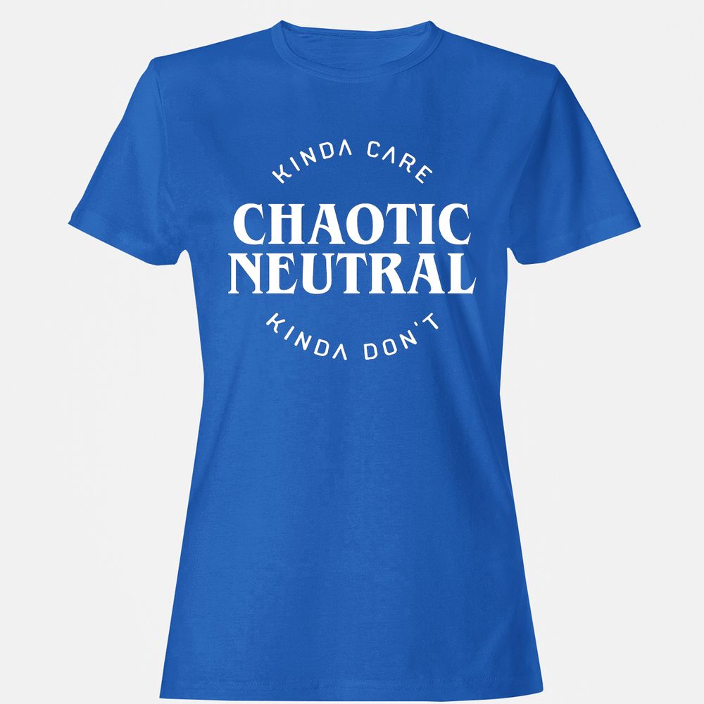 Chaotic Neutral Alignment Kinda Care Kinda Don't Women's T-Shirt - Royal - 14