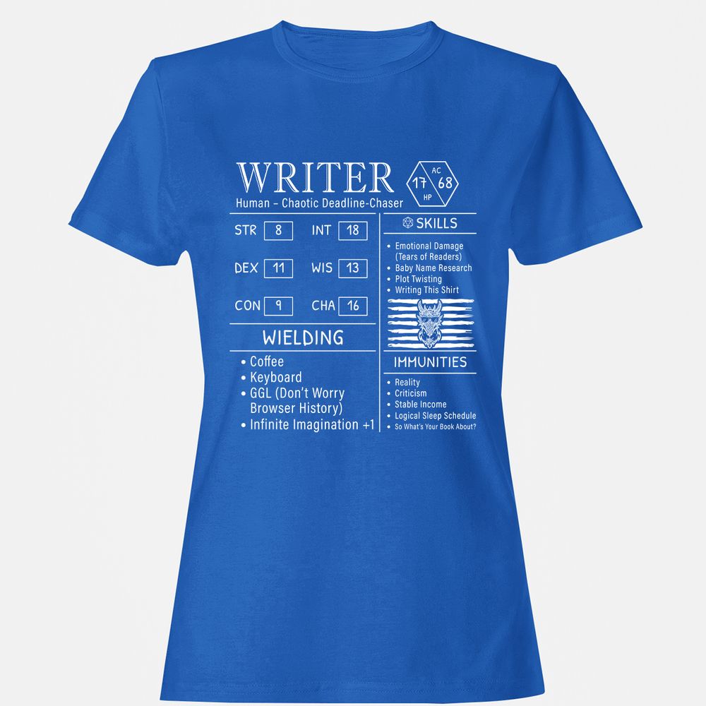 Writer Stats New Women's T-Shirt - Royal - 14