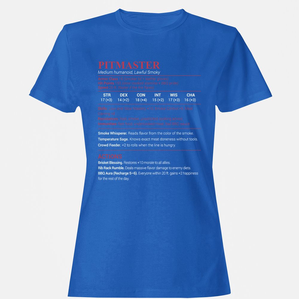Pitmaster Stats Women's T-Shirt - Royal - 14