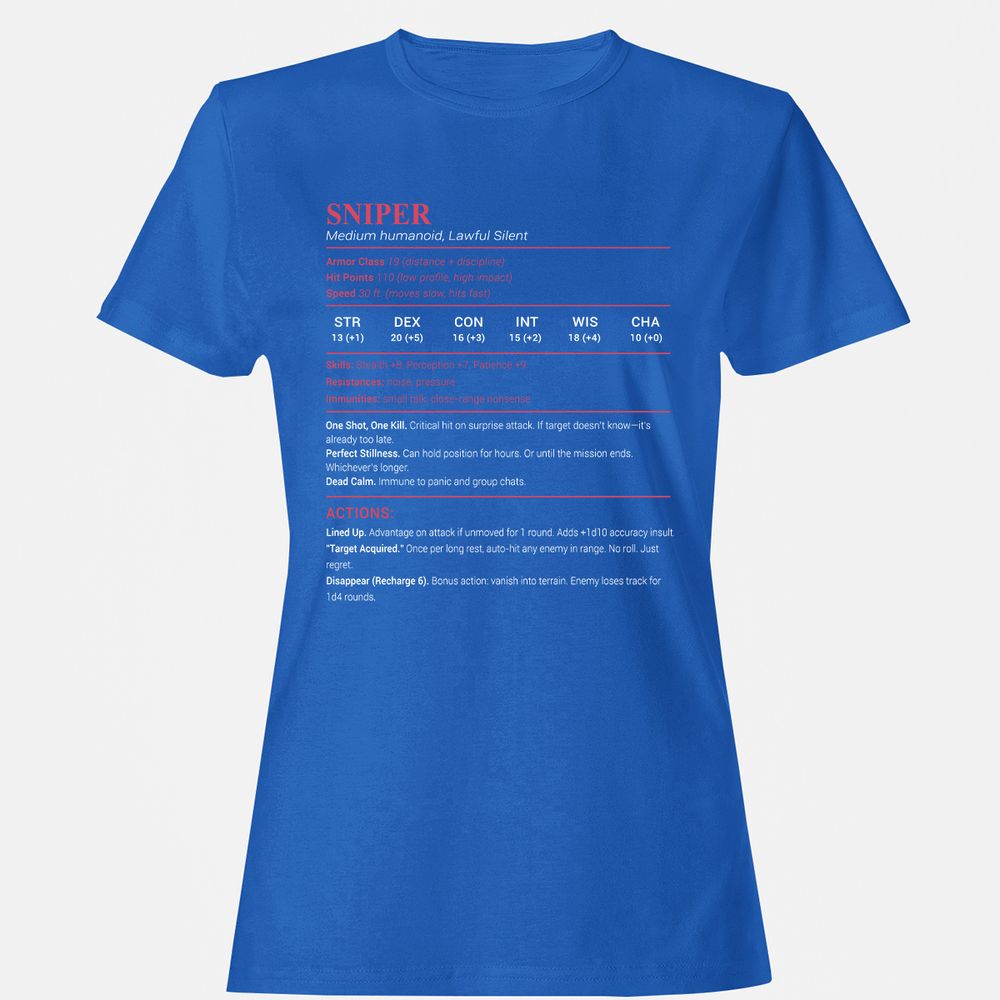 Sniper Stats Women's T-Shirt - Royal - 14