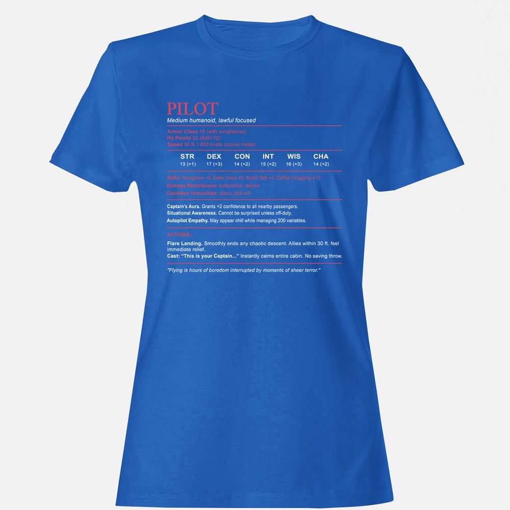 Pilot Stats Women's T-Shirt - Royal - 14