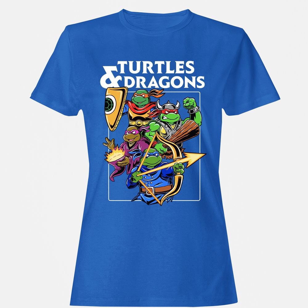 Turtles & Dragons Women's T-Shirt - Royal - 14