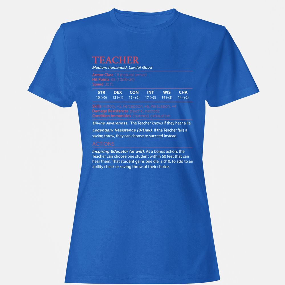 Teacher Women's T-Shirt - Royal - 14