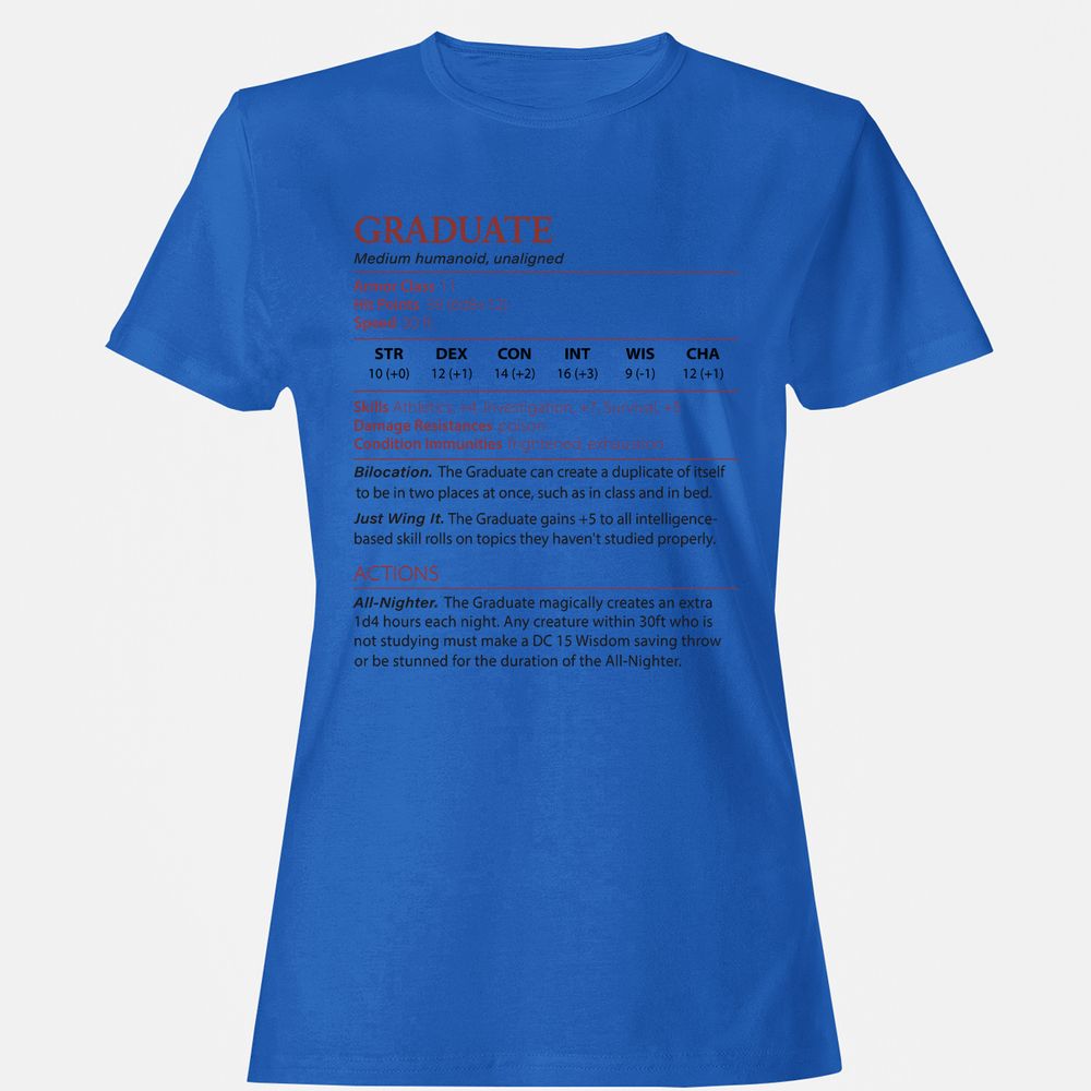Graduate Stats Women's T-Shirt - Royal - 14
