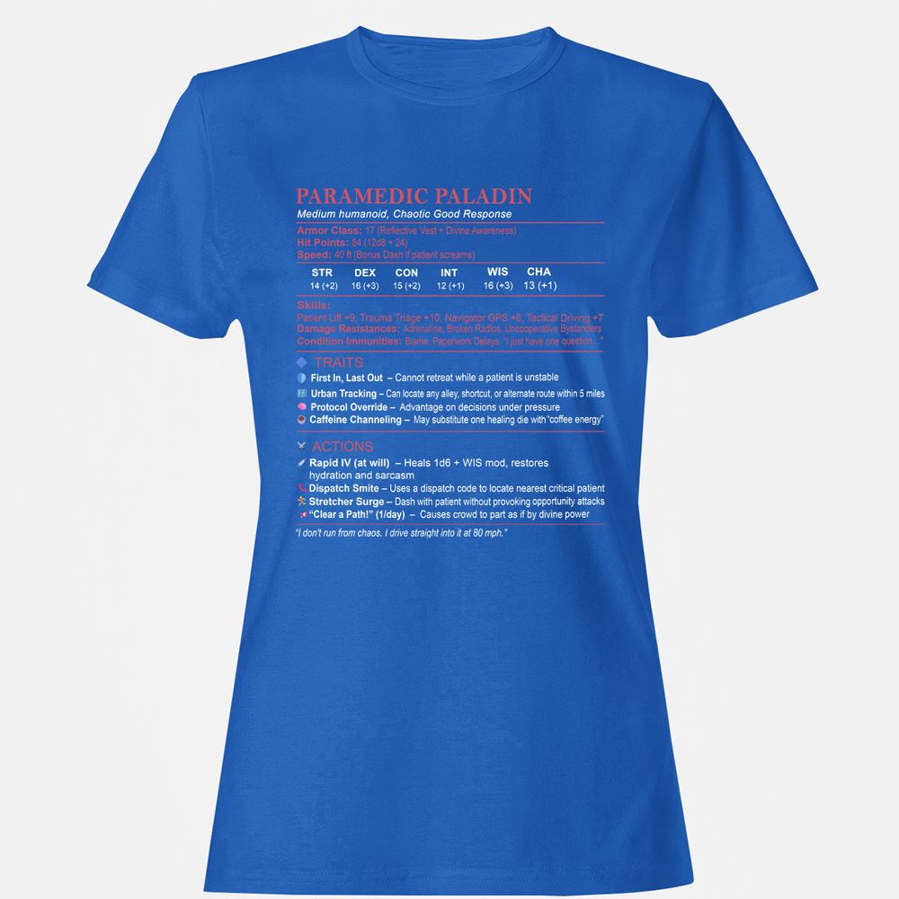 Paramedic Stats Women's T-Shirt - Royal - 14