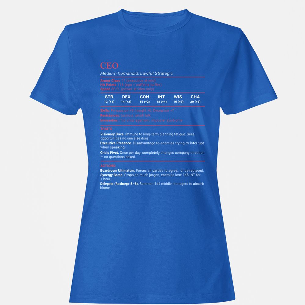 CEO Stats Women's T-Shirt - Royal - 14