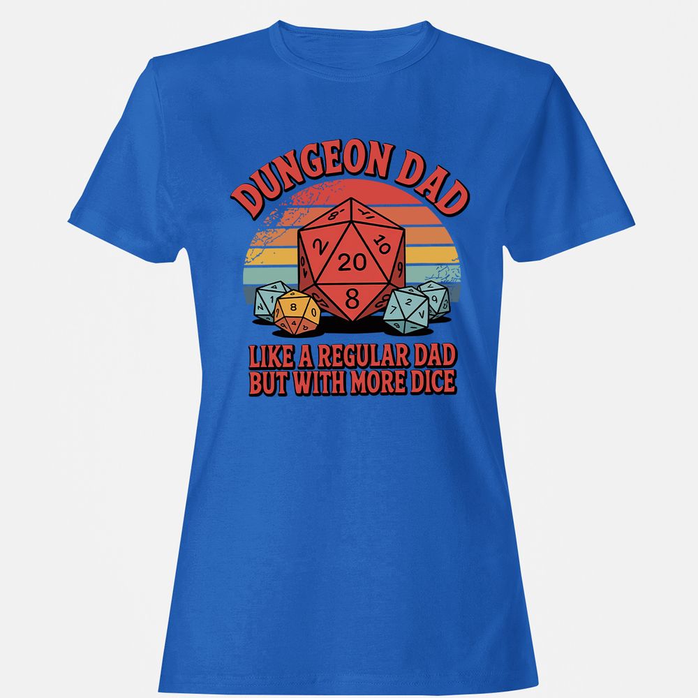 Dungeon Dad With More Dice Women's T-Shirt - Royal - 14