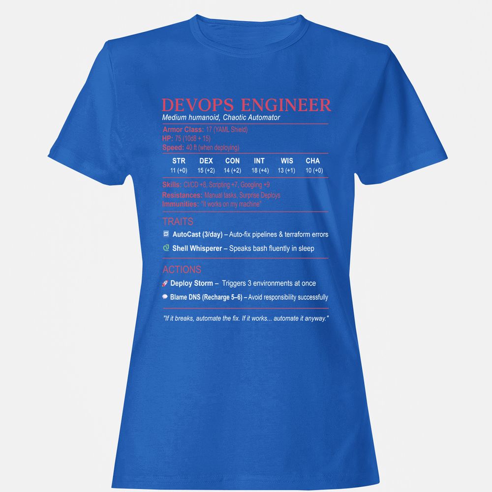 DevOps Engineer Stats Women's T-Shirt - Royal - 14