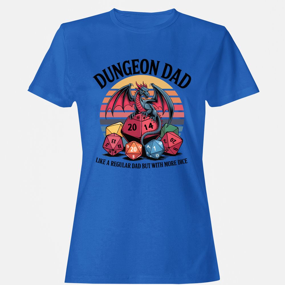 Dungeon Dad With More Dice Women's T-Shirt - Royal - 14