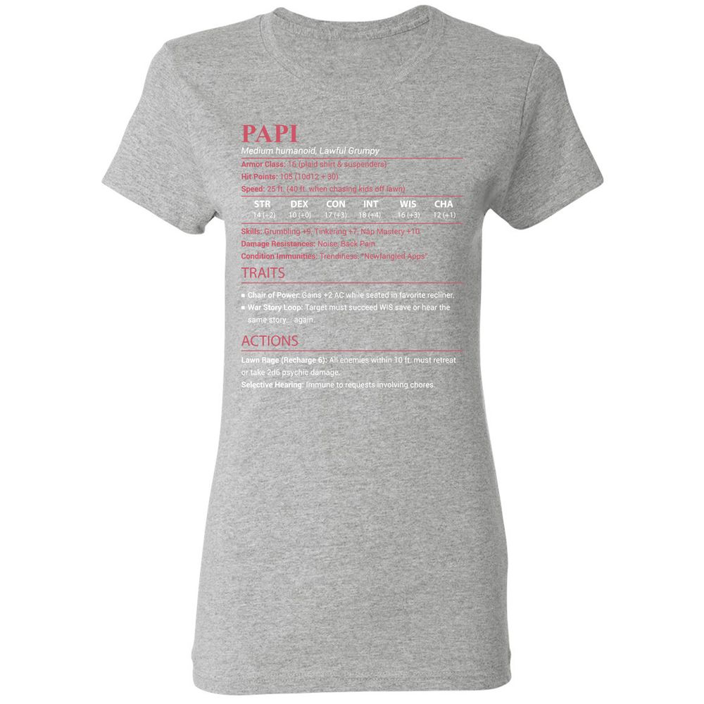 Papi Stats Women's T-Shirt - Sport Grey - 14