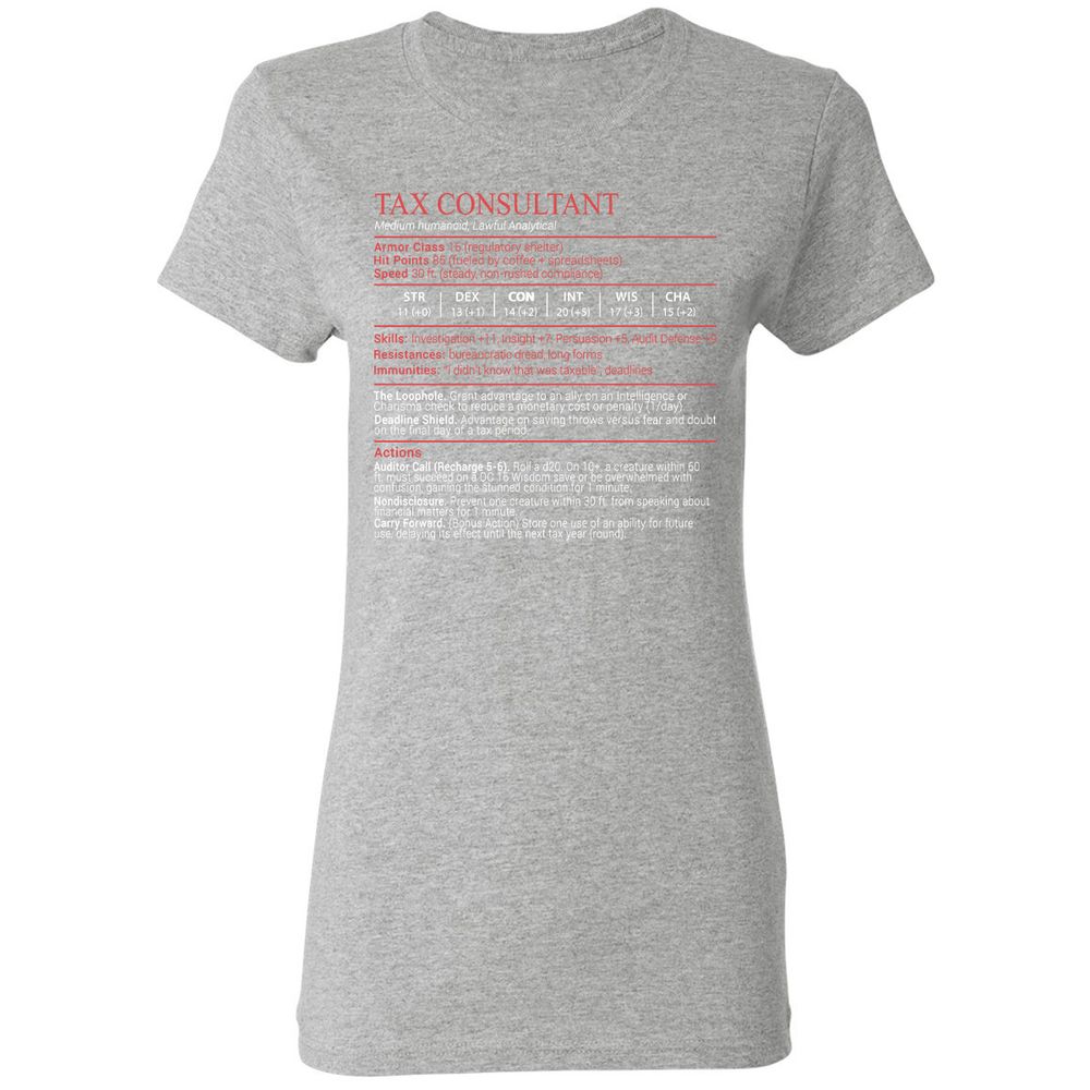 Tax Consultant Stats Block Women's T-Shirt - Sport Grey - 14