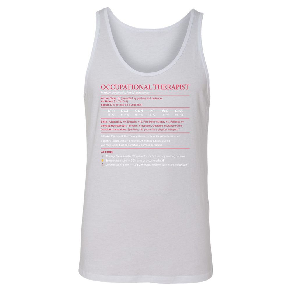 Occupational Therapist Stats Unisex Jersey Tank - White - 14
