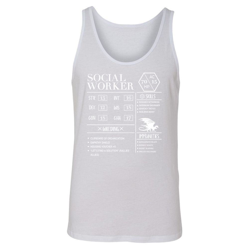 Social Worker New Unisex Jersey Tank - White - 14