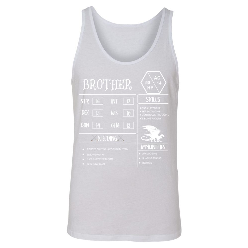 Brother Stats Unisex Jersey Tank - White - 14