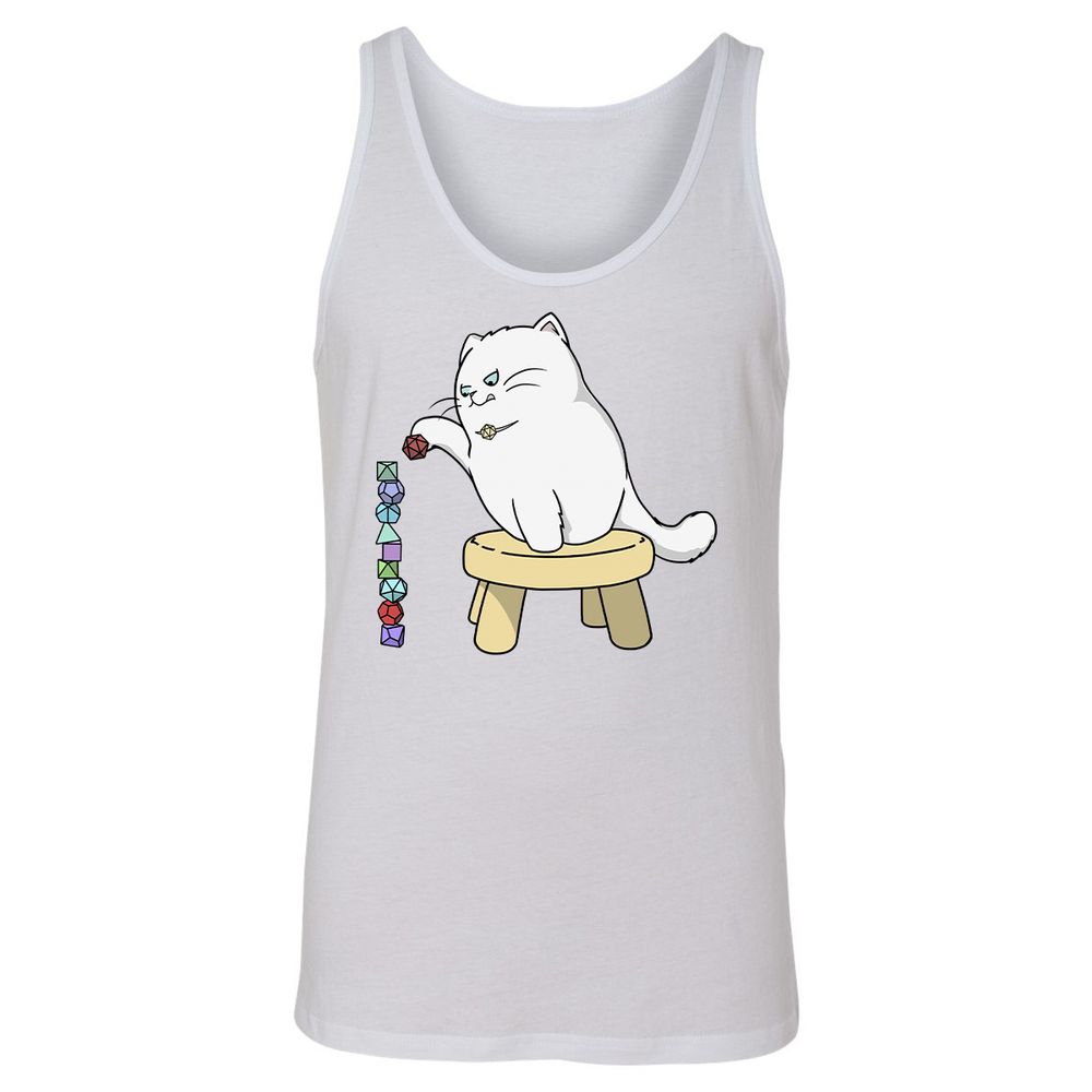 Cat Stacking Dice Unisex Jersey Tank - White - 14