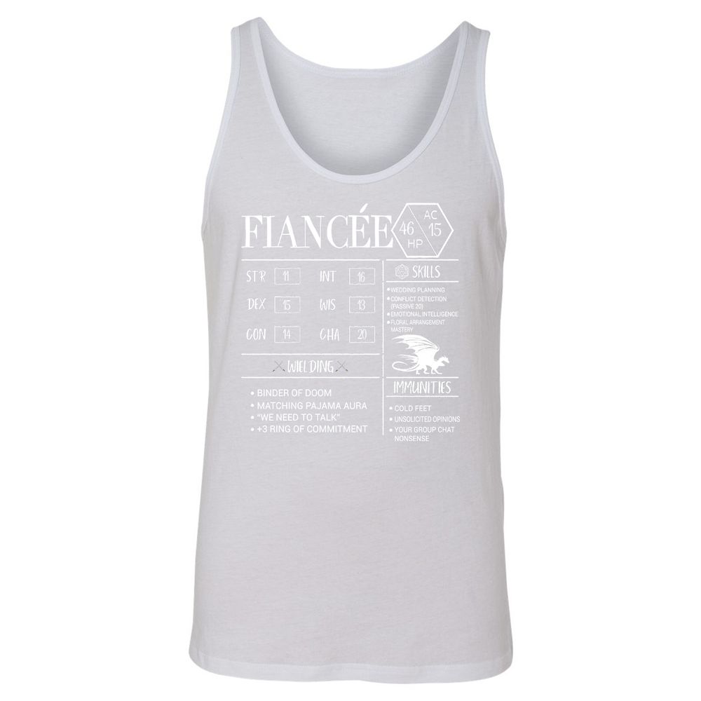 Fiancee Stats Unisex Jersey Tank - White - 14
