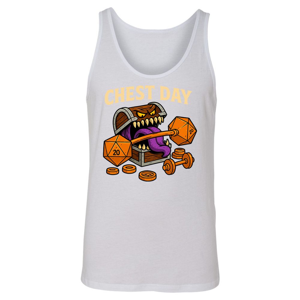 Chest Day Unisex Jersey Tank - White - 14