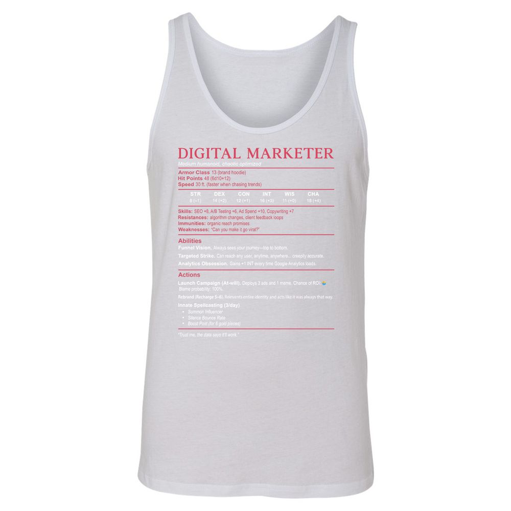 Digital Marketer Stats Unisex Jersey Tank - White - 14