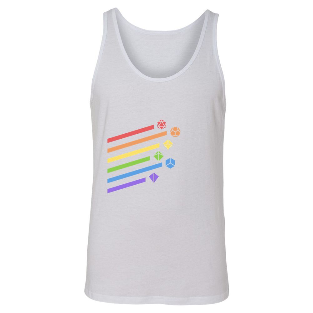 Rainbow Dice Set Unisex Jersey Tank - White - 14