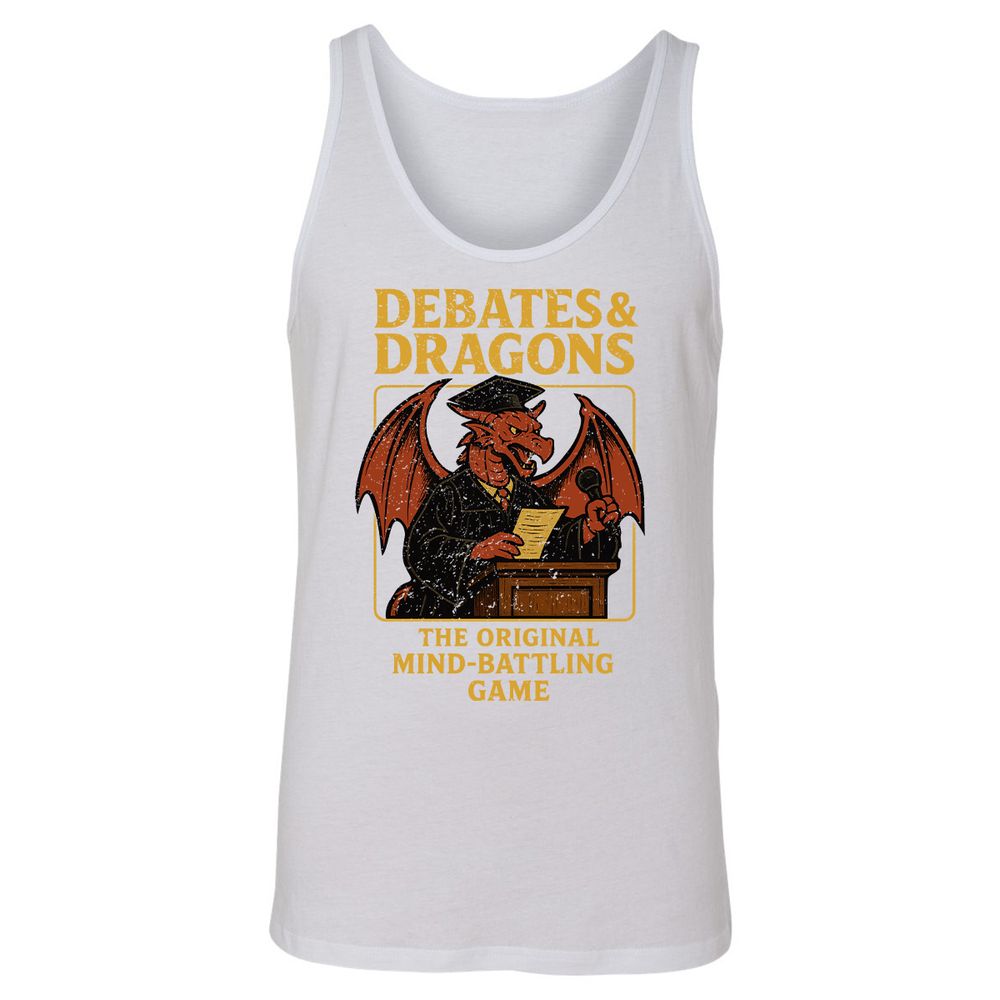 Debates & Dragons Unisex Jersey Tank - White - 14