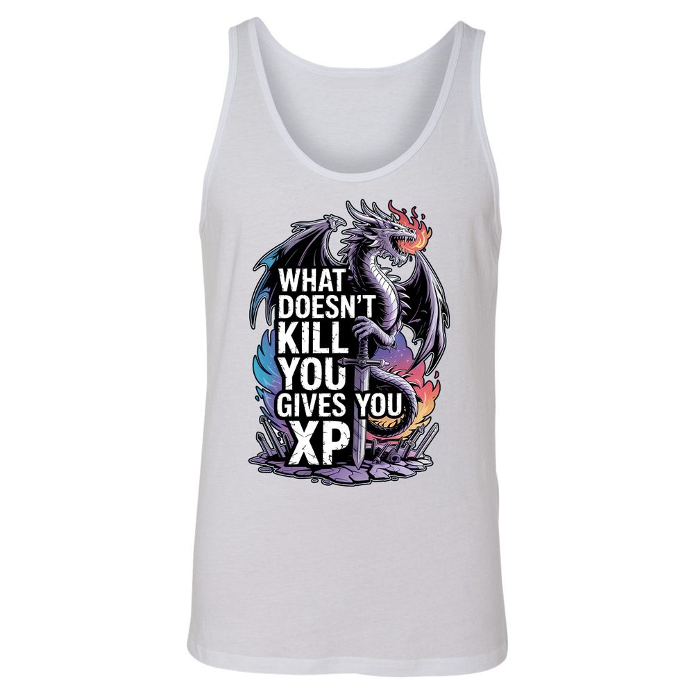 What Doesn't Kill You Dragon Unisex Jersey Tank - White - 14