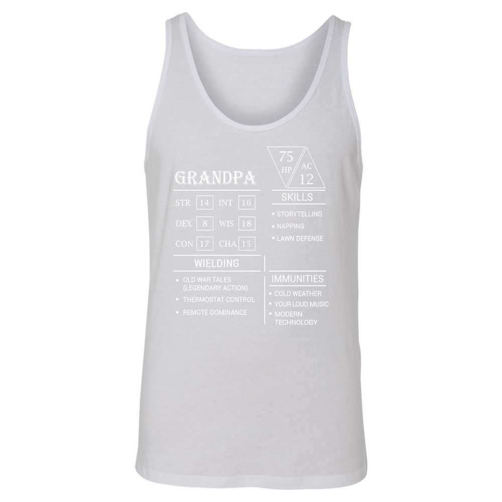 Grandpa Stats Unisex Jersey Tank - White - 14