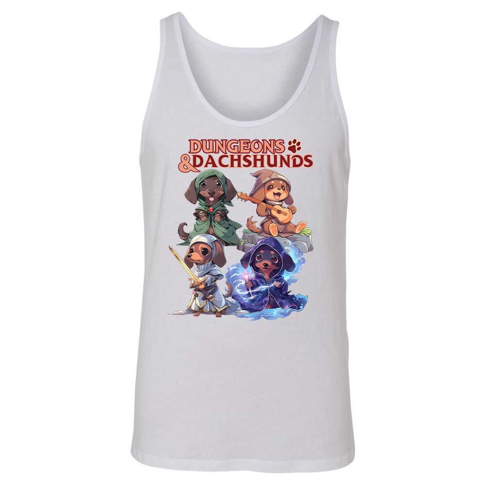 Dungeons & Dachshunds Unisex Jersey Tank - White - 14