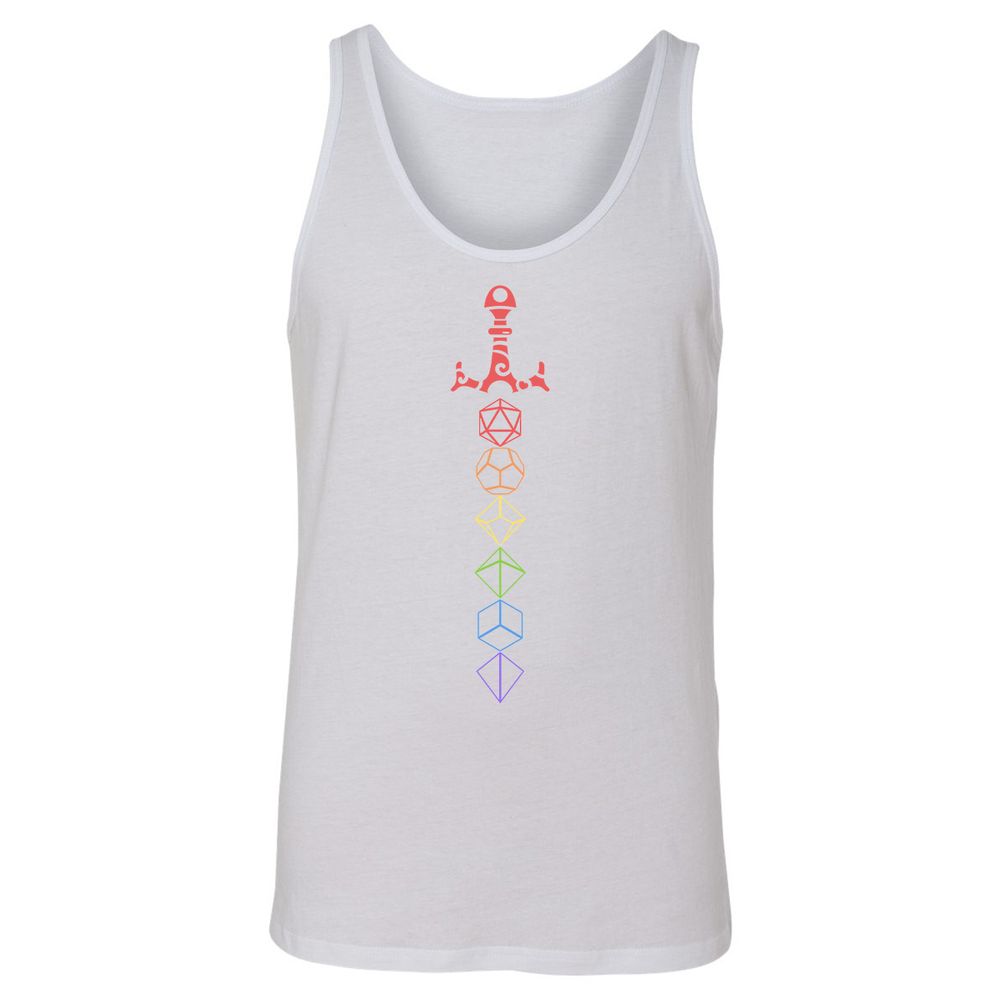 Rainbow Dice Sword LGBT Unisex Jersey Tank - White - 14