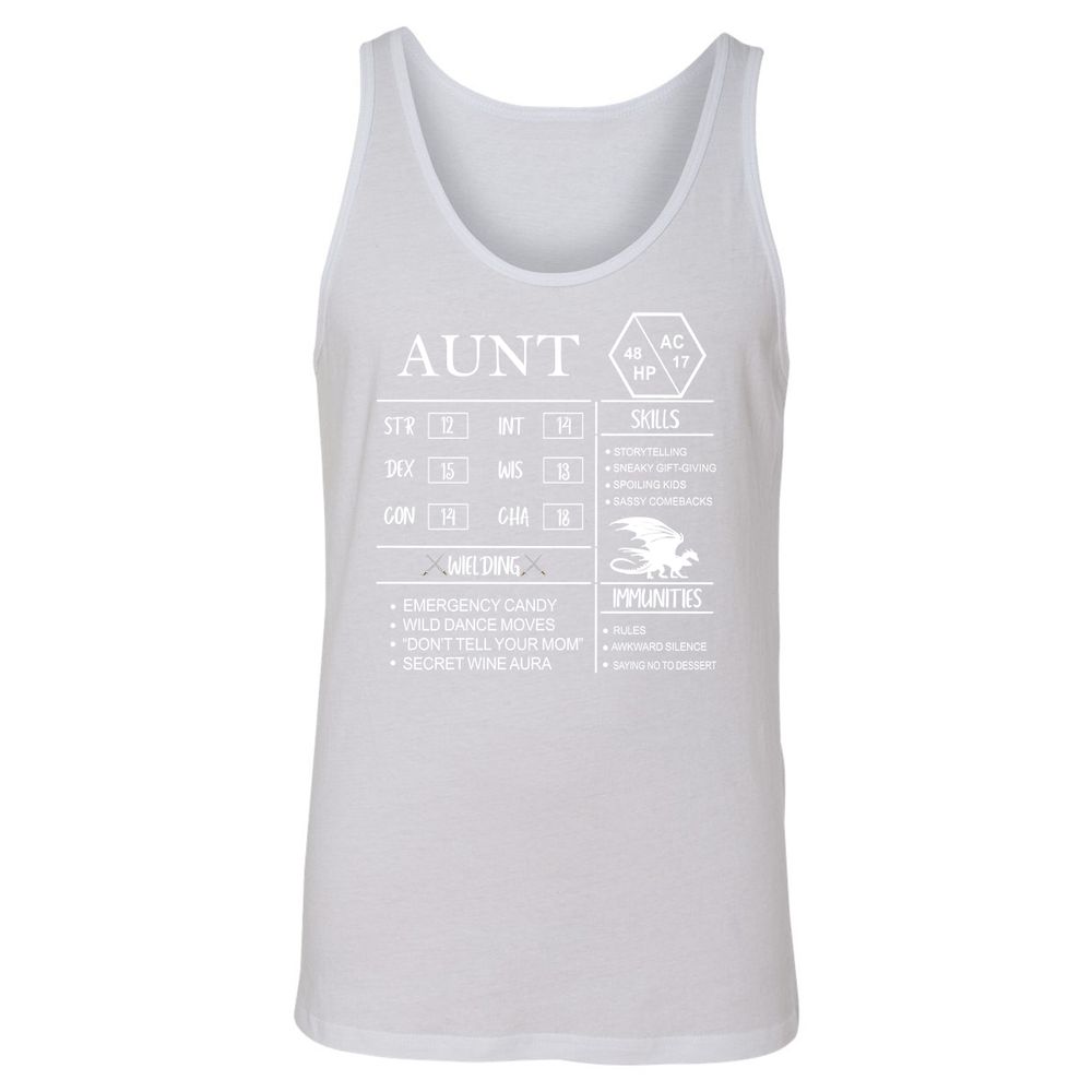 Aunt Stats Unisex Jersey Tank - White - 14