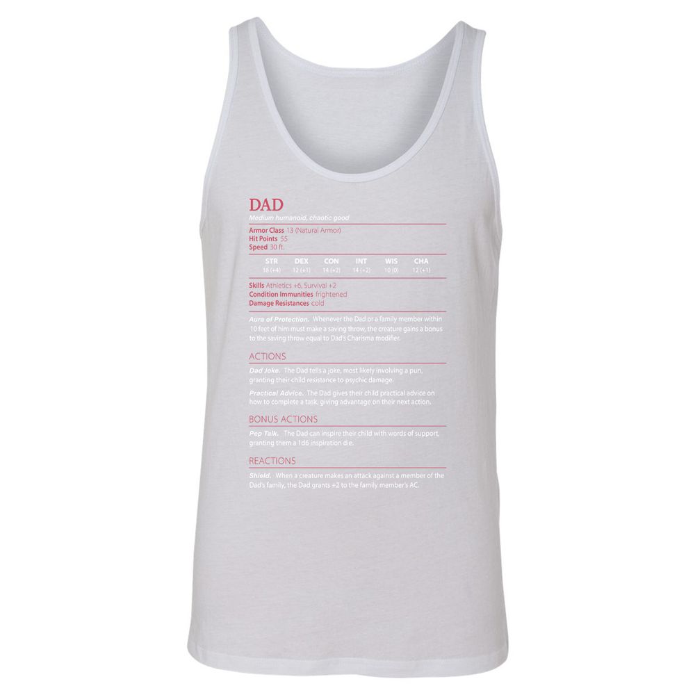 Dad Stats Unisex Jersey Tank - White - 14