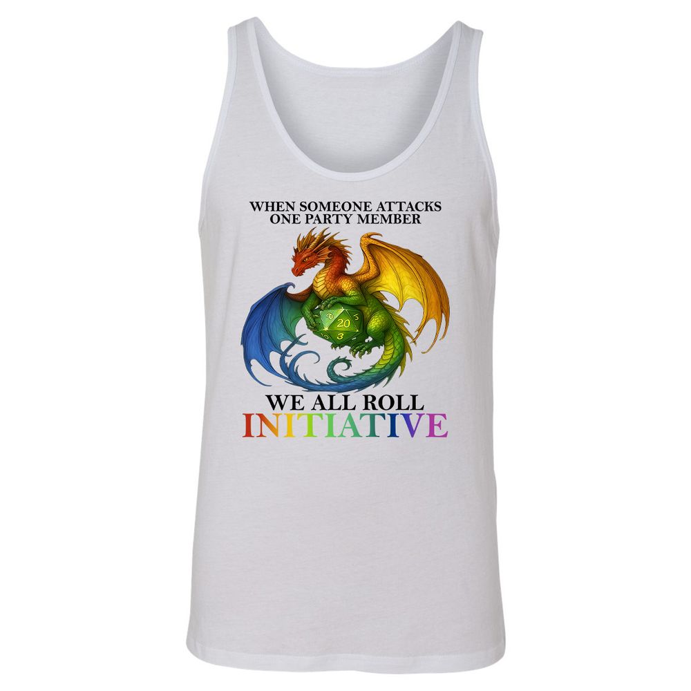 Dragon We All Roll For Initiative Unisex Jersey Tank - White - 14