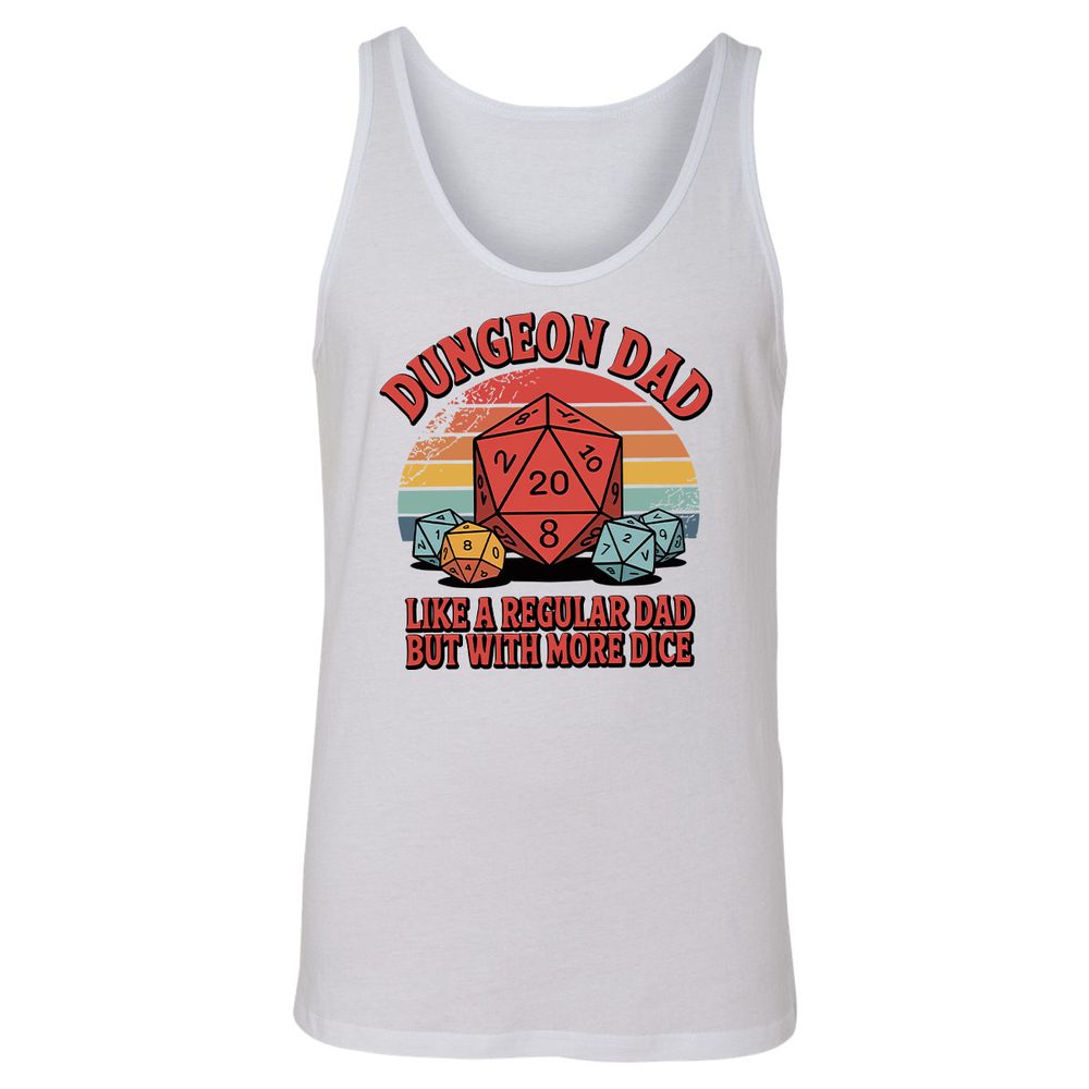 Dungeon Dad With More Dice Unisex Jersey Tank - White - 14