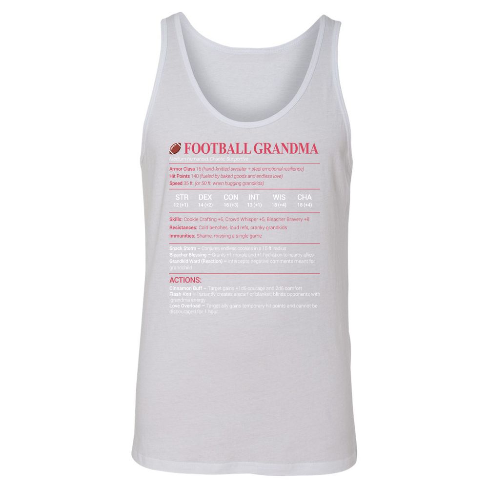 Football Grandma Unisex Jersey Tank - White - 14