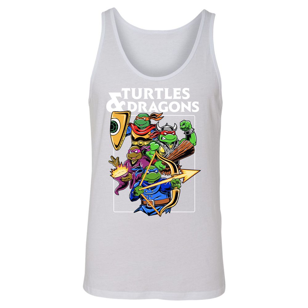 Turtles & Dragons Unisex Jersey Tank - White - 14