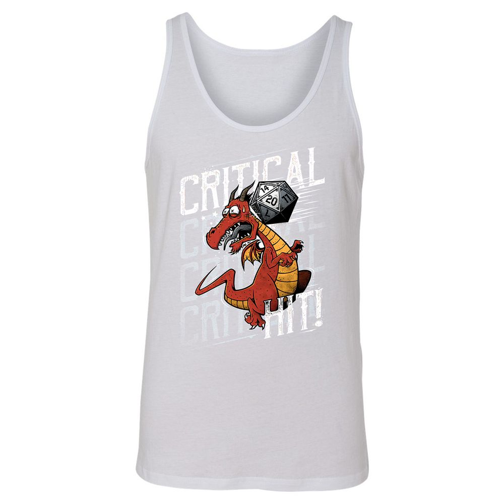 Funny Dragon Critical Hit Unisex Jersey Tank - White - 14