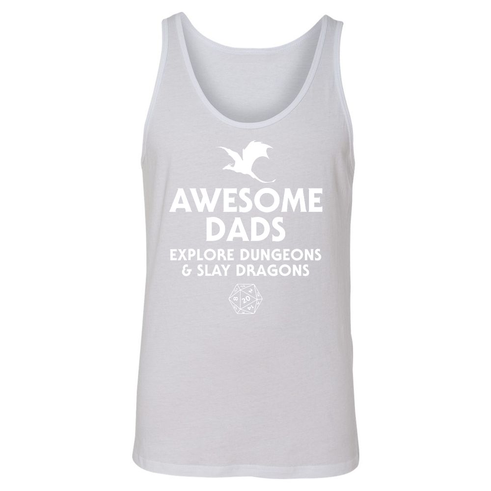 Awesome Dads Slay Dragons Unisex Jersey Tank - White - 14