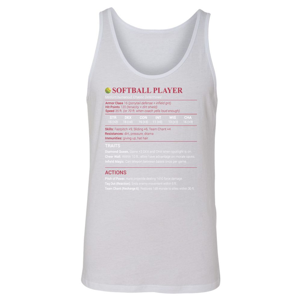 Softball Player Unisex Jersey Tank - White - 14