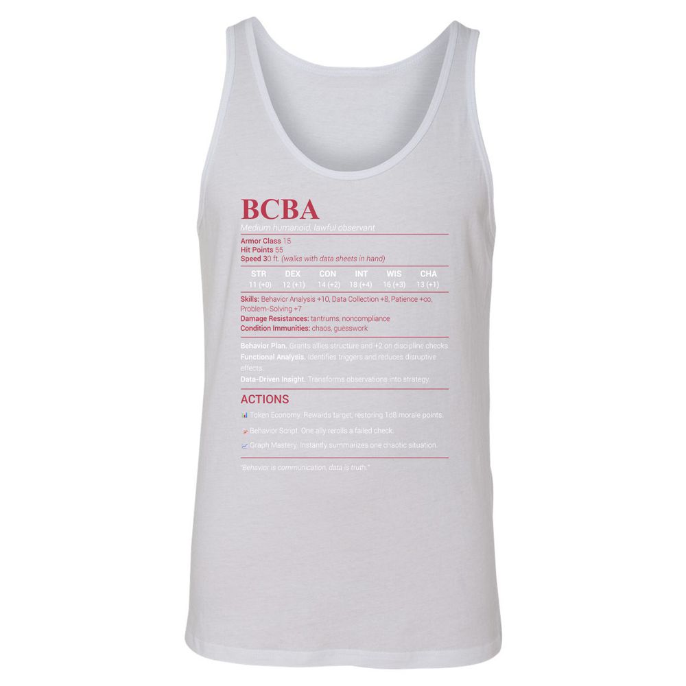 BCBA Unisex Jersey Tank - White - 14