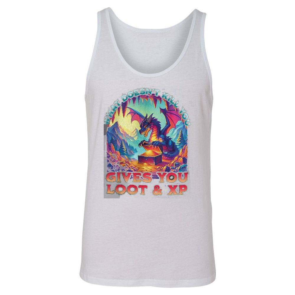 What Doesn't Kill You Give You Loot & XP Unisex Jersey Tank - White - 14