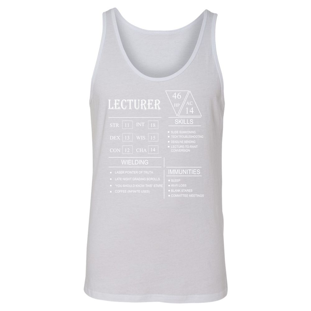 Lecturer New Unisex Jersey Tank - White - 14