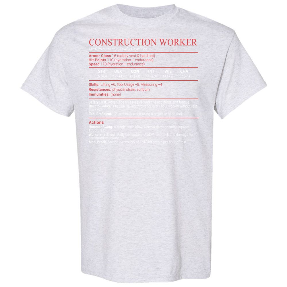 Construction Worker Stats Block - Ash - 15
