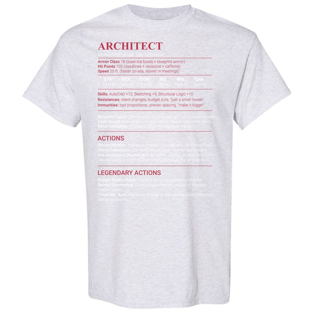 Architect Stats Classic Unisex T-Shirt - Ash - 15