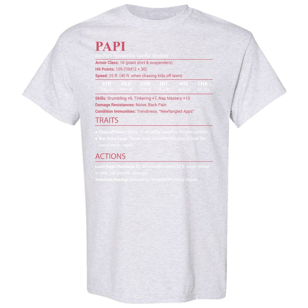Papi Stats Classic Unisex T-Shirt - Ash - 15