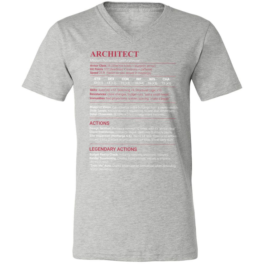 Architect Stats Unisex V-Neck T-Shirt - Athletic Heather - 15
