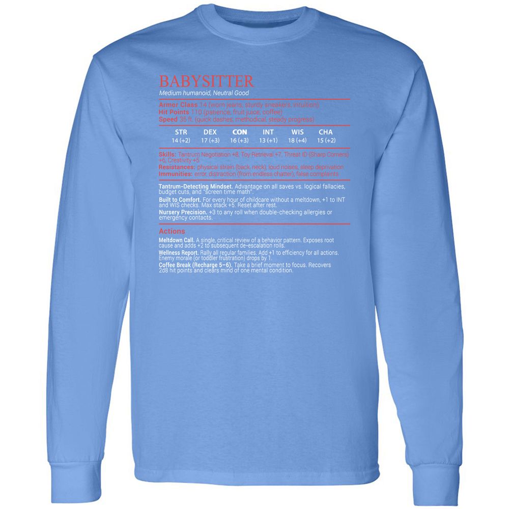 Baby Sitter Stats Block - Carolina Blue - 15
