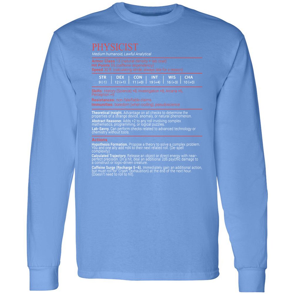 Physicist Stats Block - Carolina Blue - 15