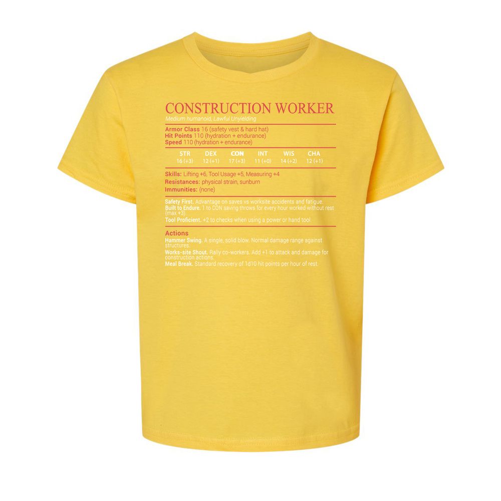 Construction Worker Stats Block - Daisy - 15