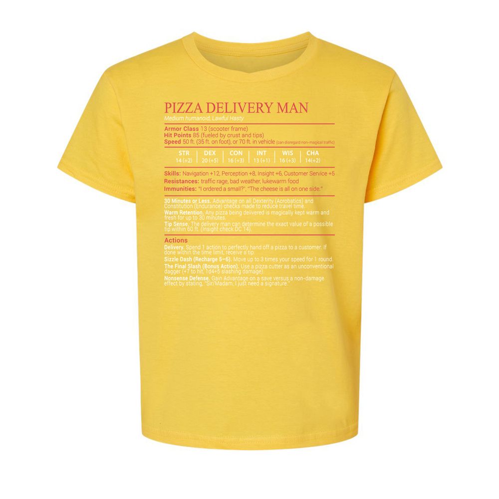 Pizza Delivery Man Stats Block - Daisy - 15