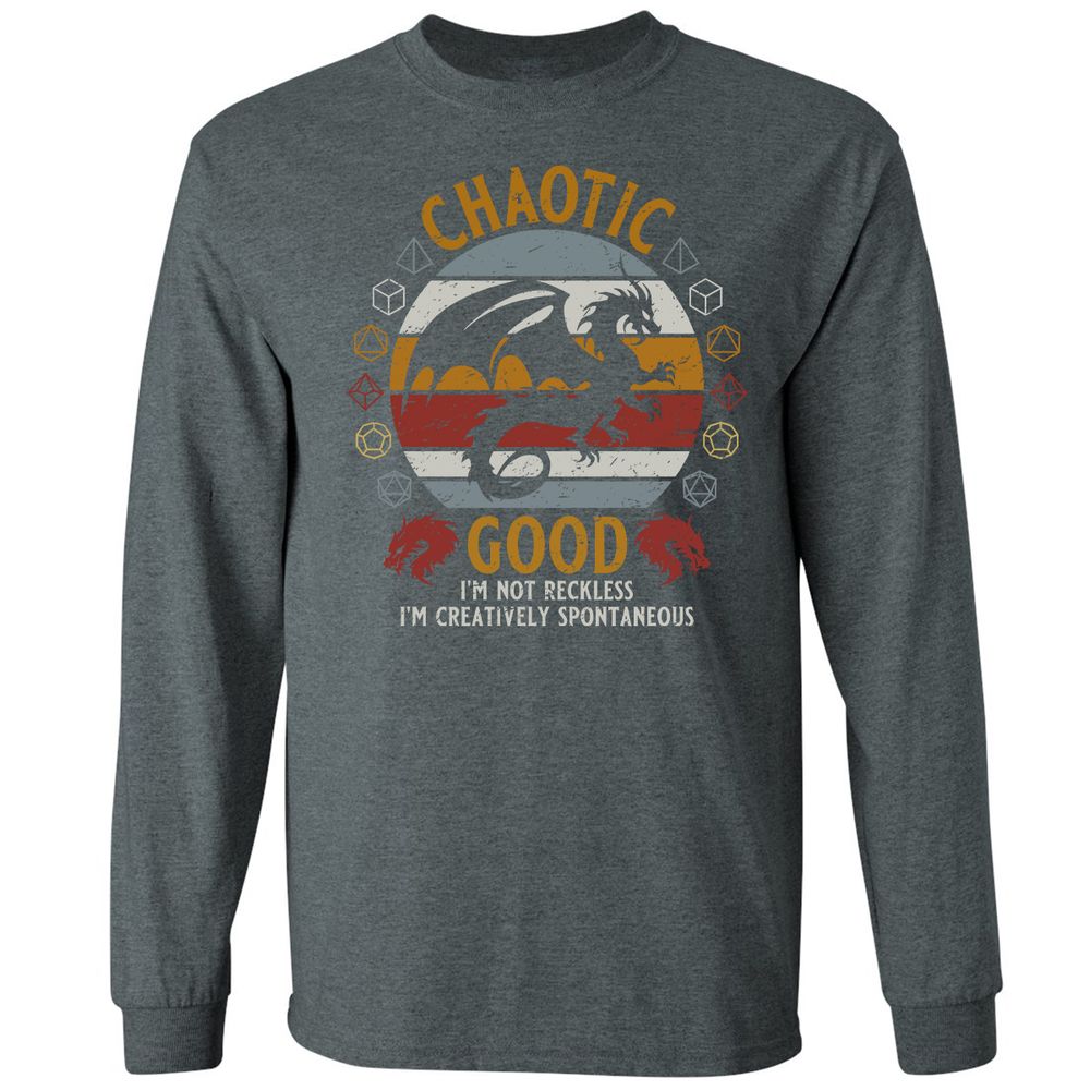 Chaotic Good Long Sleeve T-Shirt - Dark Heather - 15